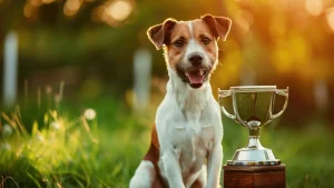 Dog with award