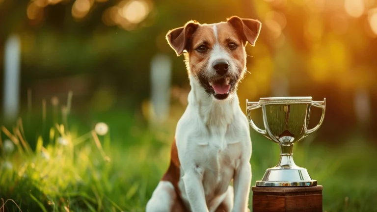 Dog with award
